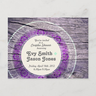 Painted Wood - Custom Inviation - Purple + Teal Invitation Postcard