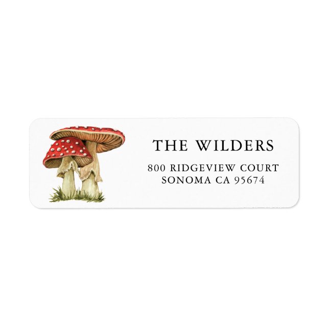 Painted Woodland Mushrooms Return Address (Front)