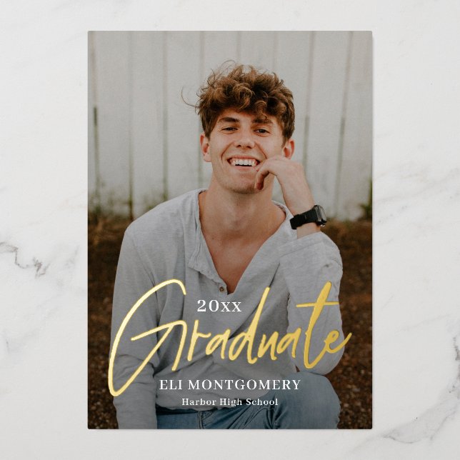 Painted Word Foil Graduation Announcement Invite (Front)