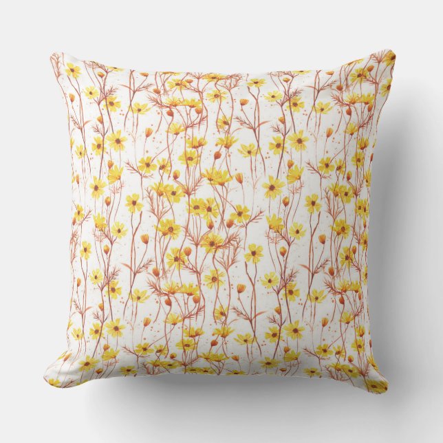 Painted Yellow Daisies Cushion (Front)