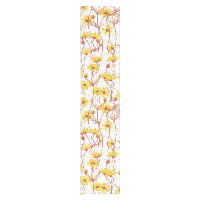 Painted Yellow Daisies Short Table Runner (Front)