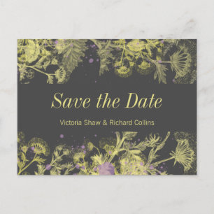 Painted Yellow Flowers Announcement Postcard