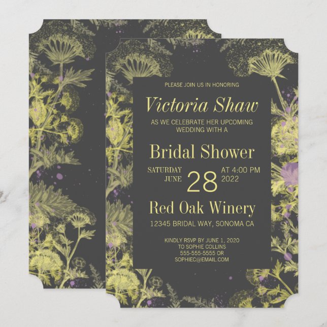 Painted Yellow Flowers Bridal Shower Invitation (Front/Back)
