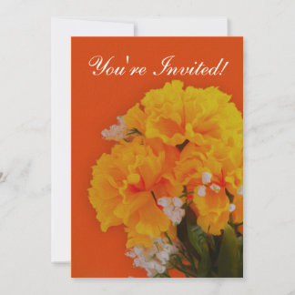 Painted Yellow Flowers on Orange Invitation