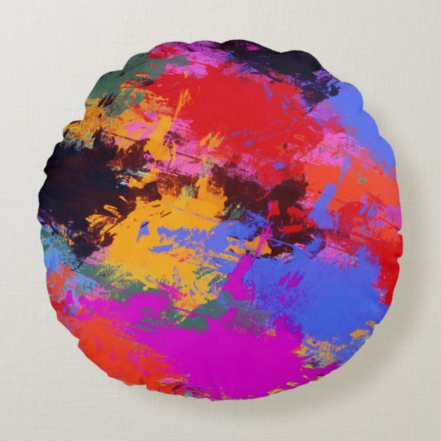 Painted Zebra Round Cushion (Front)