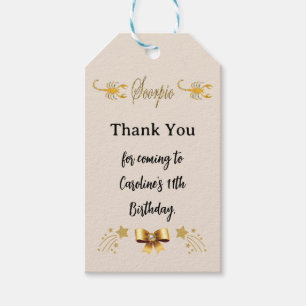 Painted Zodiac Sign Gold Glitter Scorpio Birthday Gift Tags