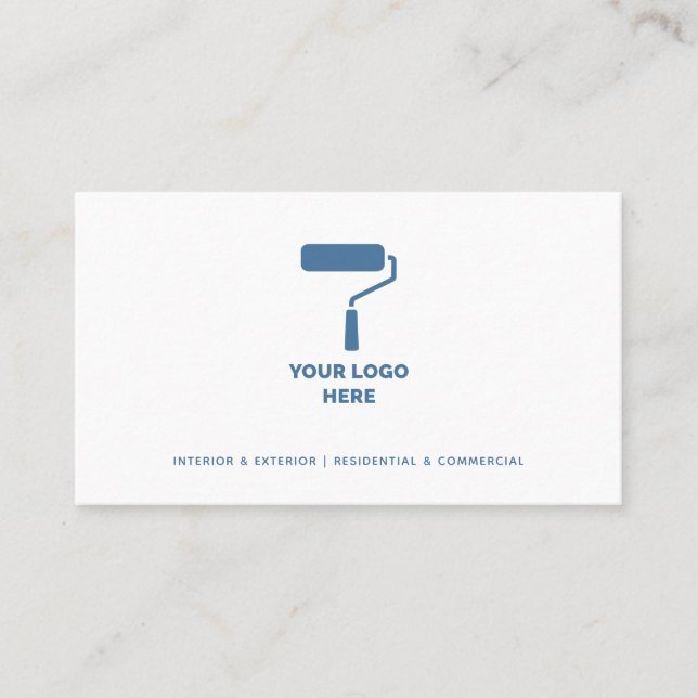 Painter And Decorator Add Your Logo Navy Text Business Card (Front)