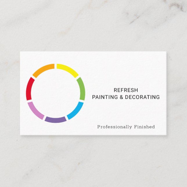 Painter And Decorator Colourful Rainbow Circle Business Card (Front)