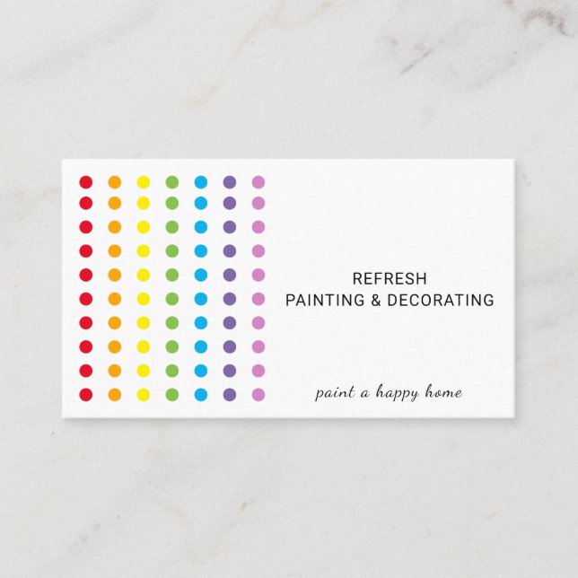 Painter And Decorator Colourful Rainbow Dots Business Card (Front)