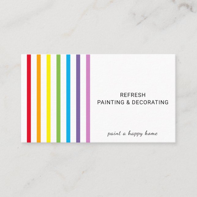 Painter And Decorator Colourful Rainbow Stripes Business Card (Front)