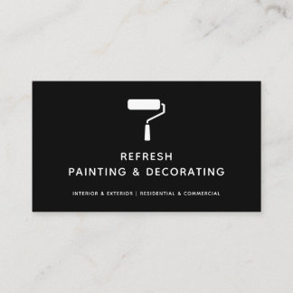 Painter And Decorator Paint Roller Modern Black Business Card