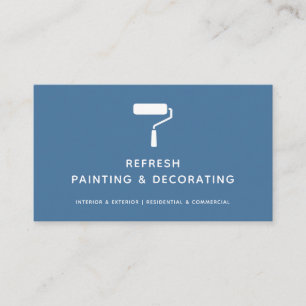 Painter And Decorator Paint Roller Modern Navy Business Card