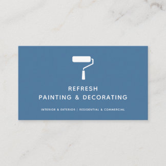 Painter And Decorator Paint Roller Modern Navy Business Card