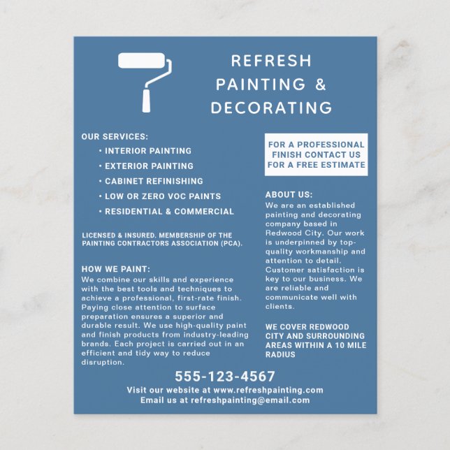 Painter And Decorator Paint Roller Navy Flyer (Front)