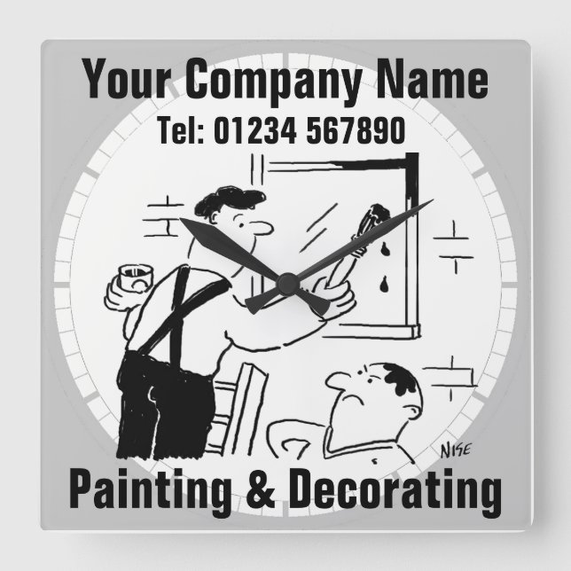 Painter and Decorator, Painting & Decorating Square Wall Clock (Front)