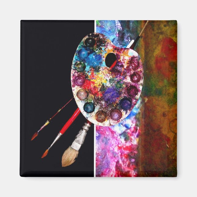 PAINTER ARTIST COLOR PALETTE AND BRUSHES MAGNET (Front)