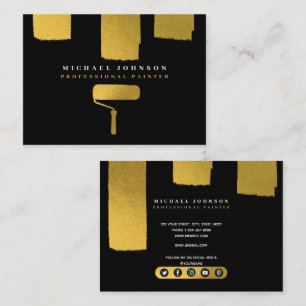 Painter Black & Gold Social Media Icons Business Card