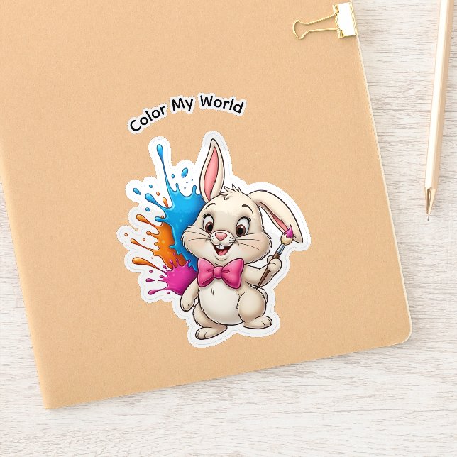 Painter Bunny Sticker – “Colour My World” (Notebook)