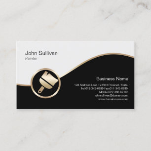 Painter Business Card Gold Paint Brush Icon