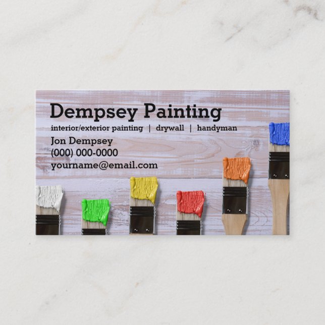 Painter Colourful Paint Brush Business Card (Front)