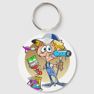 Painter decorator Cartoon mascot Key Ring