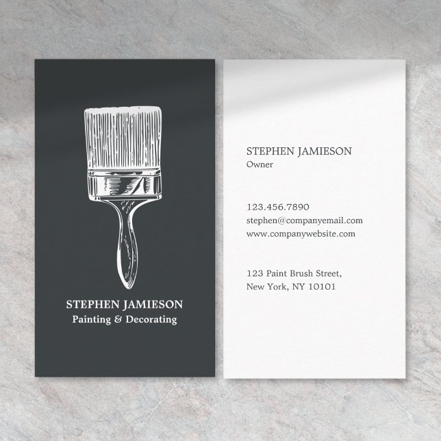 Painter & Decorator Minimal Charcoal Grey White Business Card (Creator Uploaded)