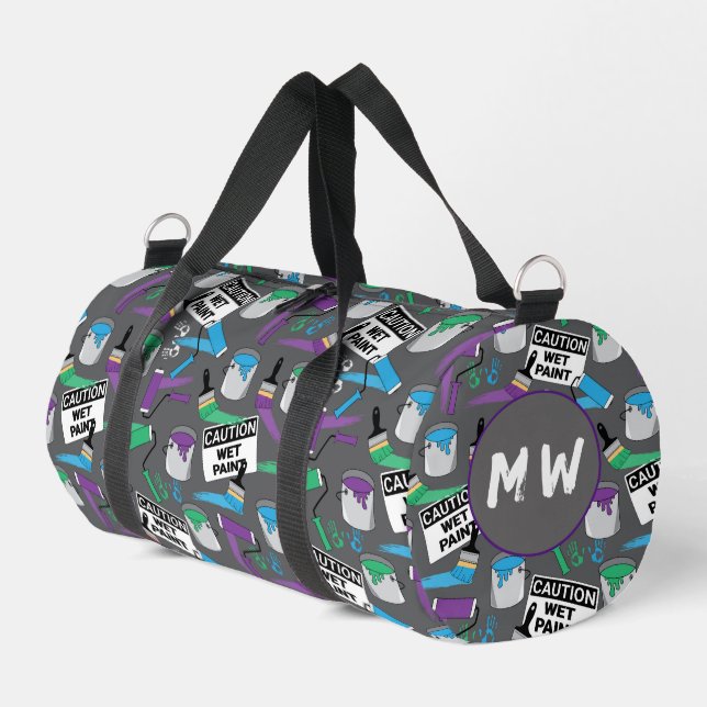 Painter Decorator Tradesman Patterned Monogram Duffle Bag (Left Corner)