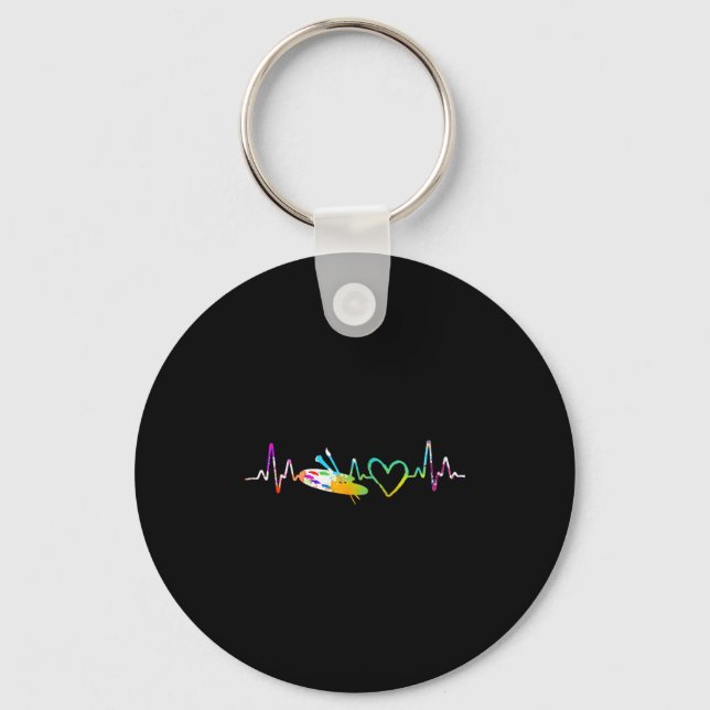 Painter Heartbeat Gift Paint Brush Palette Drawing Key Ring (Front)