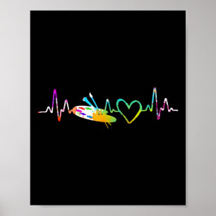 Painter Heartbeat Gift Paint Brush Palette Drawing Poster