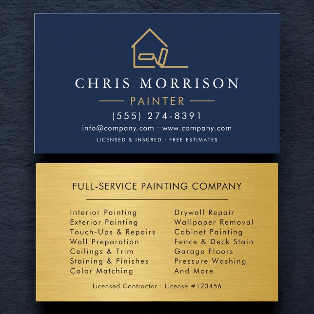 Painter Navy Blue Gold Business Card (Creator Uploaded)