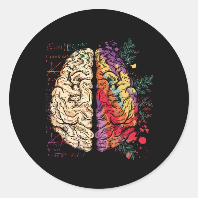 Painter Neuroscience Colourful Hu Brain Classic Round Sticker (Front)