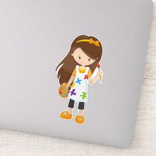 Painter, Paint Artist, Cute Girl, Brown Hair