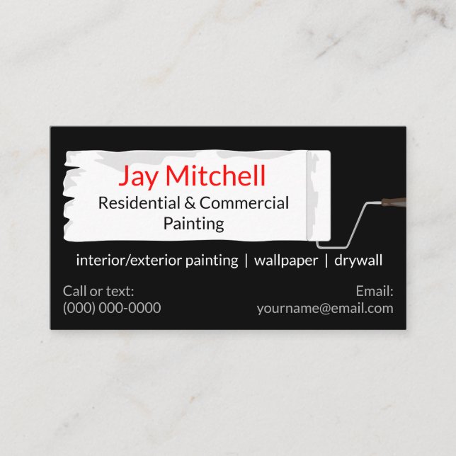 Painter Paint Roller Painting Business Card (Front)