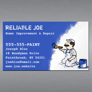 Painter Painting Blue Paint Handyman Magnetic Business Card