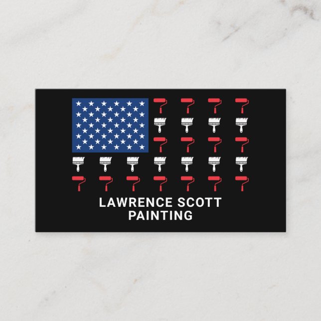 Painter Painting Company American Flag Patriotic Business Card (Front)