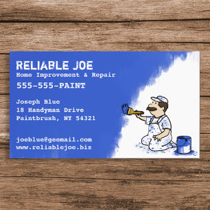 Painter Painting Royal Blue Paint   Fun Contractor Business Card