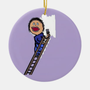 Painter Painting Wall Ceramic Tree Decoration