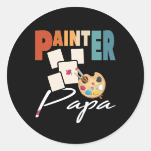 Painter Papa Artist Design For Father's Day Classic Round Sticker