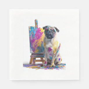 Painter Pug � Abstract Art Dog Napkin