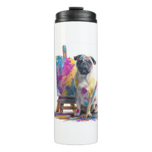 Painter Pug � Abstract Art Dog Thermal Tumbler