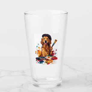 Painter Pup � Artistic Dog with Easel Glass
