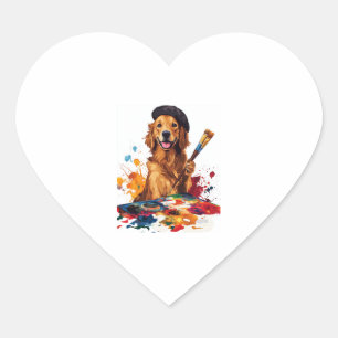 Painter Pup – Artistic Dog with Easel Heart Sticker