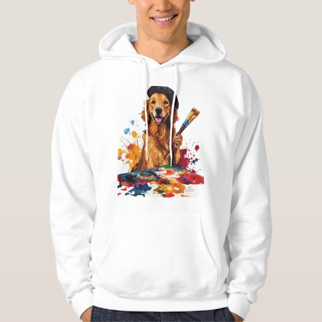 Painter Pup � Artistic Dog with Easel Hoodie (Front)