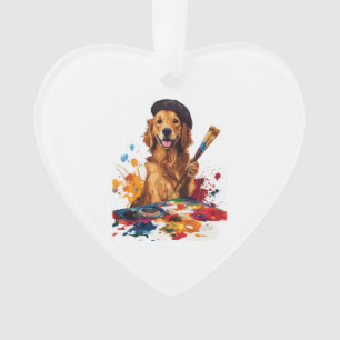 Painter Pup � Artistic Dog with Easel Ornament