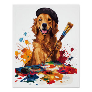 Painter Pup � Artistic Dog with Easel Poster
