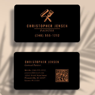 Painter QR Code Painting Black Copper Rounded Business Card
