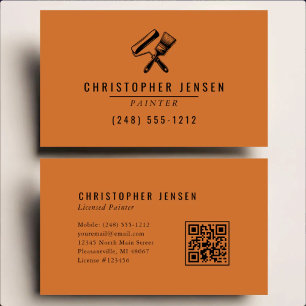 Painter QR Code Terracotta Black Painting Business Card