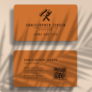 Painter QR Code Terracotta Black Rounded Painting Business Card