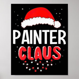 Painter Santa Claus Christmas Matching Costume Poster