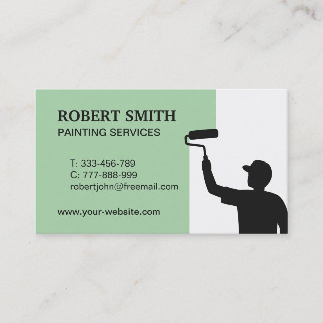 Painter Silhouette Painting Business Card (Front)